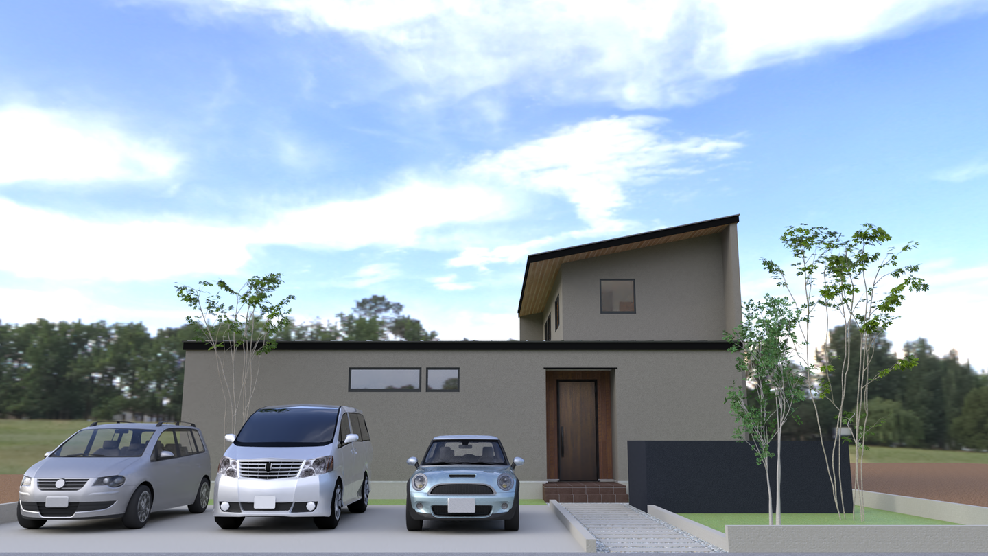 中庭を囲むL型の家